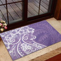 Polynesian Women's Day Rubber Doormat Purple Hibiscus Flowers With Polynesian Pattern LT05 - Polynesian Pride