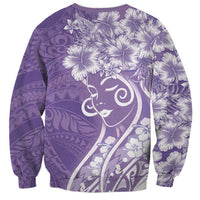 Polynesian Women's Day Sweatshirt Purple Hibiscus Flowers With Polynesian Pattern LT05 - Polynesian Pride