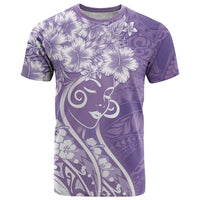 Polynesian Women's Day T Shirt Purple Hibiscus Flowers With Polynesian Pattern LT05 Purple - Polynesian Pride