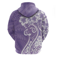 Polynesian Women's Day Zip Hoodie Purple Hibiscus Flowers With Polynesian Pattern LT05 - Polynesian Pride
