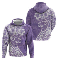 Polynesian Women's Day Zip Hoodie Purple Hibiscus Flowers With Polynesian Pattern LT05 - Polynesian Pride
