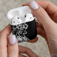 Polynesian Women's Day AirPods Case Black Hibiscus Flowers With Polynesian Pattern