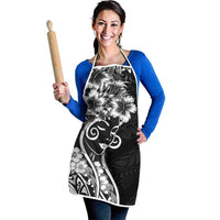 Polynesian Women's Day Apron Black Hibiscus Flowers With Polynesian Pattern LT05 - Polynesian Pride