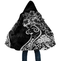 Polynesian Women's Day Cloak Black Hibiscus Flowers With Polynesian Pattern LT05 Unisex Black - Polynesian Pride