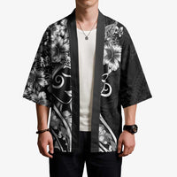 Polynesian Women's Day Kimono Black Hibiscus Flowers With Polynesian Pattern LT05 - Polynesian Pride