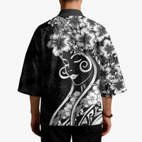 Polynesian Women's Day Kimono Black Hibiscus Flowers With Polynesian Pattern LT05 - Polynesian Pride
