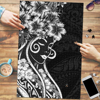 Polynesian Women's Day Puzzle Black Hibiscus Flowers With Polynesian Pattern LT05 Black - Polynesian Pride