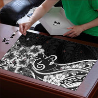 Polynesian Women's Day Puzzle Black Hibiscus Flowers With Polynesian Pattern LT05 - Polynesian Pride