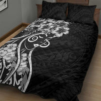 Polynesian Women's Day Quilt Bed Set Black Hibiscus Flowers With Polynesian Pattern LT05 - Polynesian Pride