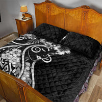 Polynesian Women's Day Quilt Bed Set Black Hibiscus Flowers With Polynesian Pattern LT05 - Polynesian Pride