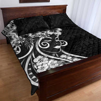 Polynesian Women's Day Quilt Bed Set Black Hibiscus Flowers With Polynesian Pattern LT05 - Polynesian Pride