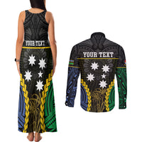 Personalised South Sea Islanders And Gilbert Islands Couples Matching Tank Maxi Dress and Long Sleeve Button Shirt Kanakas Polynesian Pattern LT05 - Polynesian Pride