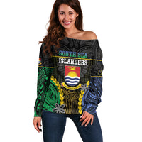 Personalised South Sea Islanders And Gilbert Islands Off Shoulder Sweater Kanakas Polynesian Pattern