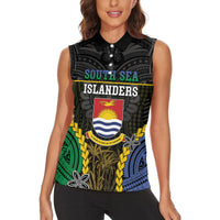 Personalised South Sea Islanders And Gilbert Islands Women Sleeveless Polo Shirt Kanakas Polynesian Pattern