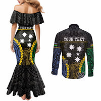 Personalised South Sea Islanders And New Caledonia Couples Matching Mermaid Dress and Long Sleeve Button Shirt Kanakas Polynesian Pattern LT05 - Polynesian Pride