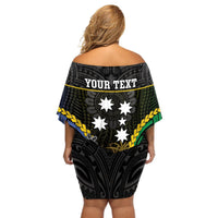Personalised South Sea Islanders And New Caledonia Off Shoulder Short Dress Kanakas Polynesian Pattern LT05 - Polynesian Pride