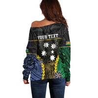 Personalised South Sea Islanders And New Caledonia Off Shoulder Sweater Kanakas Polynesian Pattern LT05 - Polynesian Pride