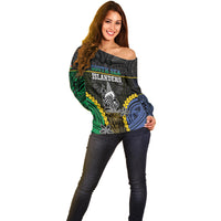 Personalised South Sea Islanders And New Caledonia Off Shoulder Sweater Kanakas Polynesian Pattern LT05 - Polynesian Pride