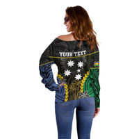 Personalised South Sea Islanders And New Caledonia Off Shoulder Sweater Kanakas Polynesian Pattern LT05 - Polynesian Pride