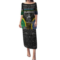 Personalised South Sea Islanders And New Caledonia Puletasi Kanakas Polynesian Pattern LT05 Long Dress Black - Polynesian Pride