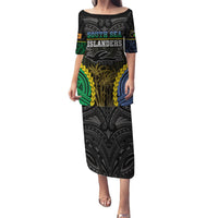 Personalised South Sea Islanders And New Ireland Puletasi Kanakas Polynesian Pattern LT05 Long Dress Black - Polynesian Pride