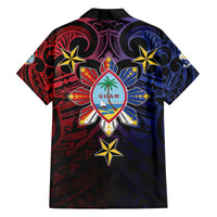 Philippines Guam Family Matching Off The Shoulder Long Sleeve Dress and Hawaiian Shirt Filipino Sun With Guaman Seal