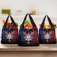 Philippines Guam Grocery Bag Filipino Sun With Guaman Seal LT05 3-pack One Size Blue - Polynesian Pride