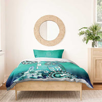 Fiji Born Indian Bedding Set Palm Paisley With Tapa Pattern