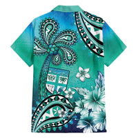 Fiji Born Indian Family Matching Short Sleeve Bodycon Dress and Hawaiian Shirt Palm Paisley With Tapa Pattern