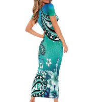 Fiji Born Indian Family Matching Short Sleeve Bodycon Dress and Hawaiian Shirt Palm Paisley With Tapa Pattern