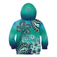 Fiji Born Indian Kid Hoodie Palm Paisley With Tapa Pattern