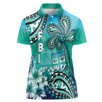 Fiji Born Indian Women Polo Shirt Palm Paisley With Tapa Pattern