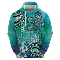 Fiji Born Indian Zip Hoodie Palm Paisley With Tapa Pattern