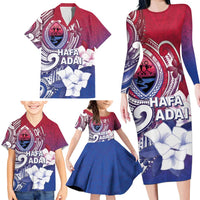 Guam Gadao Family Matching Long Sleeve Bodycon Dress and Hawaiian Shirt Hafa Adai Micronesian Tribal Pattern