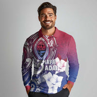 Guam Gadao Long Sleeve Polo Shirt Hafa Adai Micronesian Tribal Pattern