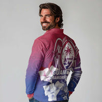 Guam Gadao Long Sleeve Polo Shirt Hafa Adai Micronesian Tribal Pattern
