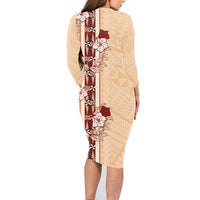 Tonga Language Week Family Matching Long Sleeve Bodycon Dress and Hawaiian Shirt Hibiscus Tongan Ngatu Pattern LT05 - Polynesian Pride