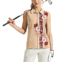 Tonga Language Week Women Sleeveless Polo Shirt Hibiscus Tongan Ngatu Pattern LT05 - Polynesian Pride