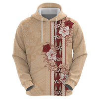 Tonga Language Week Zip Hoodie Hibiscus Tongan Ngatu Pattern