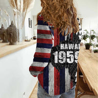 Hawaii 1959 Statehood Day Women Casual Shirt Classic Style