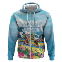 Hawaii Outrigger Canoe Race Hoodie Polynesian Style Watercolor Style