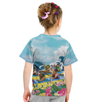 Hawaii Outrigger Canoe Race Kid T Shirt Polynesian Style Watercolor Style LT05 - Polynesian Pride