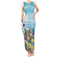 Hawaii Outrigger Canoe Race Tank Maxi Dress Polynesian Style Watercolor Style
