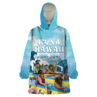 Hawaii Outrigger Canoe Race Wearable Blanket Hoodie Polynesian Style Watercolor Style