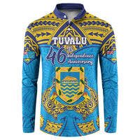 Personalised Tuvalu Independence Day Button Sweatshirt Coat Of Arms With Polynesian Dolphin Tattoo LT05 Blue - Polynesian Pride