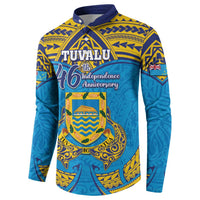 Personalised Tuvalu Independence Day Button Sweatshirt Coat Of Arms With Polynesian Dolphin Tattoo LT05 - Polynesian Pride