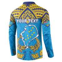Personalised Tuvalu Independence Day Button Sweatshirt Coat Of Arms With Polynesian Dolphin Tattoo LT05 - Polynesian Pride