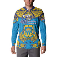 Personalised Tuvalu Independence Day Button Sweatshirt Coat Of Arms With Polynesian Dolphin Tattoo LT05 - Polynesian Pride