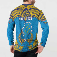 Personalised Tuvalu Independence Day Button Sweatshirt Coat Of Arms With Polynesian Dolphin Tattoo LT05 - Polynesian Pride