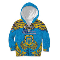 Personalised Tuvalu Independence Day Kid Hoodie Coat Of Arms With Polynesian Dolphin Tattoo